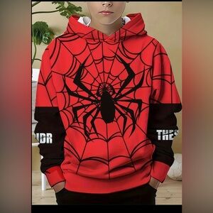 Red and Black Spider Graphic Hoodie